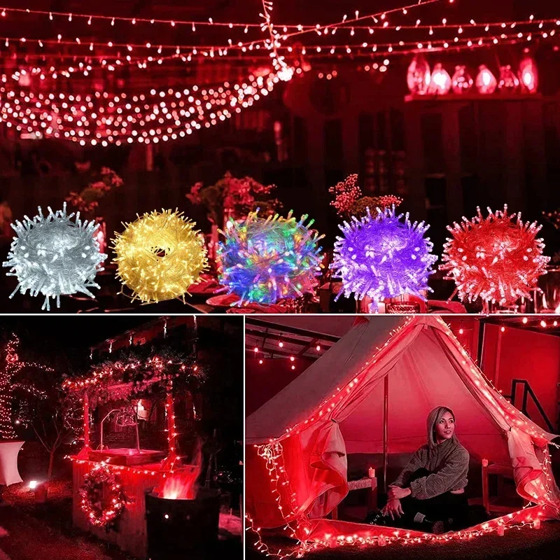 Festoon 5 M-100 M Garland LED String Light คริสต์มาสไฟ Fairy กลางแจ้งสําหรับ Tree Garden Street งานแต่งงานตกแต่ง Patio