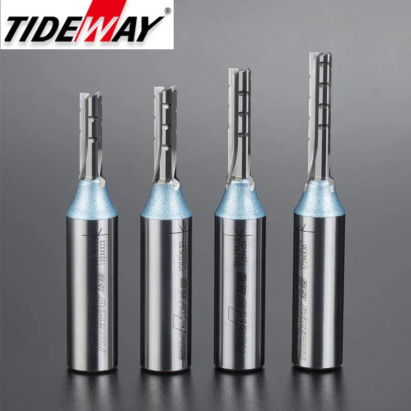Tideway 1/2 Shank 3 ขลุ่ยตัดตรง Router Bit TCT เครื่องตัดไม้ CNC Trimming Slot Bits เครื่องตัดไม้