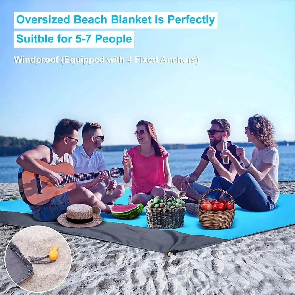 Stranddecke Sanddicht 200 x 140 cm wasserdichte Strandmatte Leichte Picknickdecke für Reisen Wandern Sport