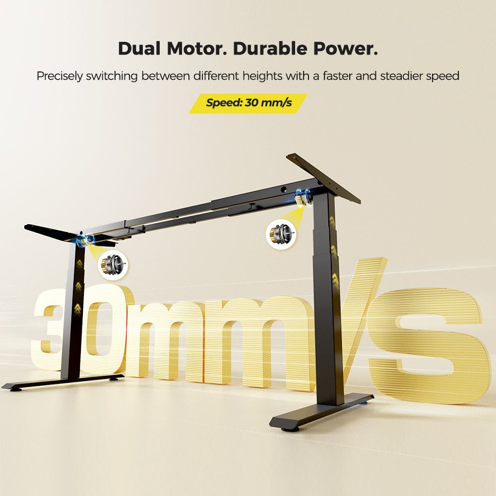 ACGAM JSZ-3 3-traps elektrisch verstelbaar sta-bureauframe met dubbele motor, robuuste draagvermogen 264 lbs, voor thuiskantoor