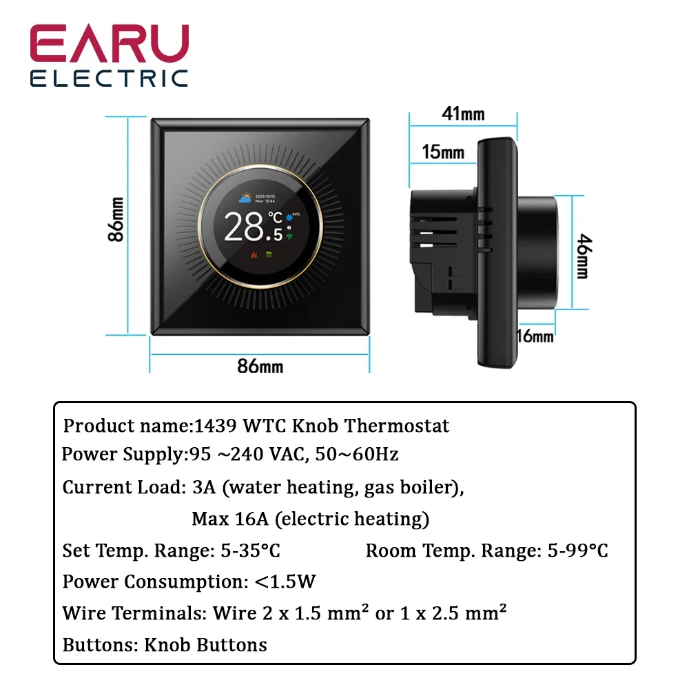 TUYA WiFi สมาร์ทลูกบิดเทอร์โมเครื่องทําความร้อนชั้นน้ําหม้อต้มแก๊ส Home Room Programmable Temperature Controller Alexa Google Home