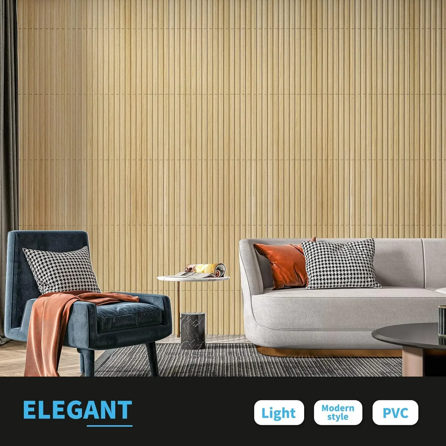 (Envío gratis) pared panel 3D ranurado paneles de plástico PVC 12 piezas oble 50x50cm 3 m2