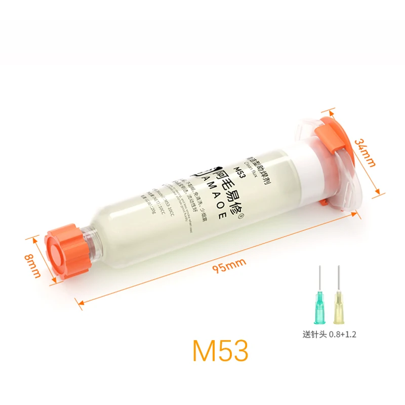 1Pcs Original AMAOE M50/M53 solder Flux 10CC Syringe Soldering paste welding flux With 2 needle for mobile phone Laptops CPU BGA