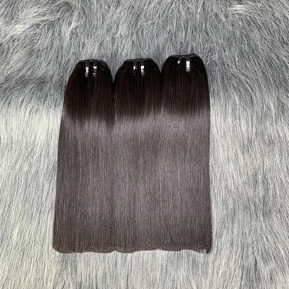Bone Straight Raw Cabelo Humano Pacotes com Fecho, 100% 12A, Natural Black, 2x6 Lace, Kim K, 3 Pacotes