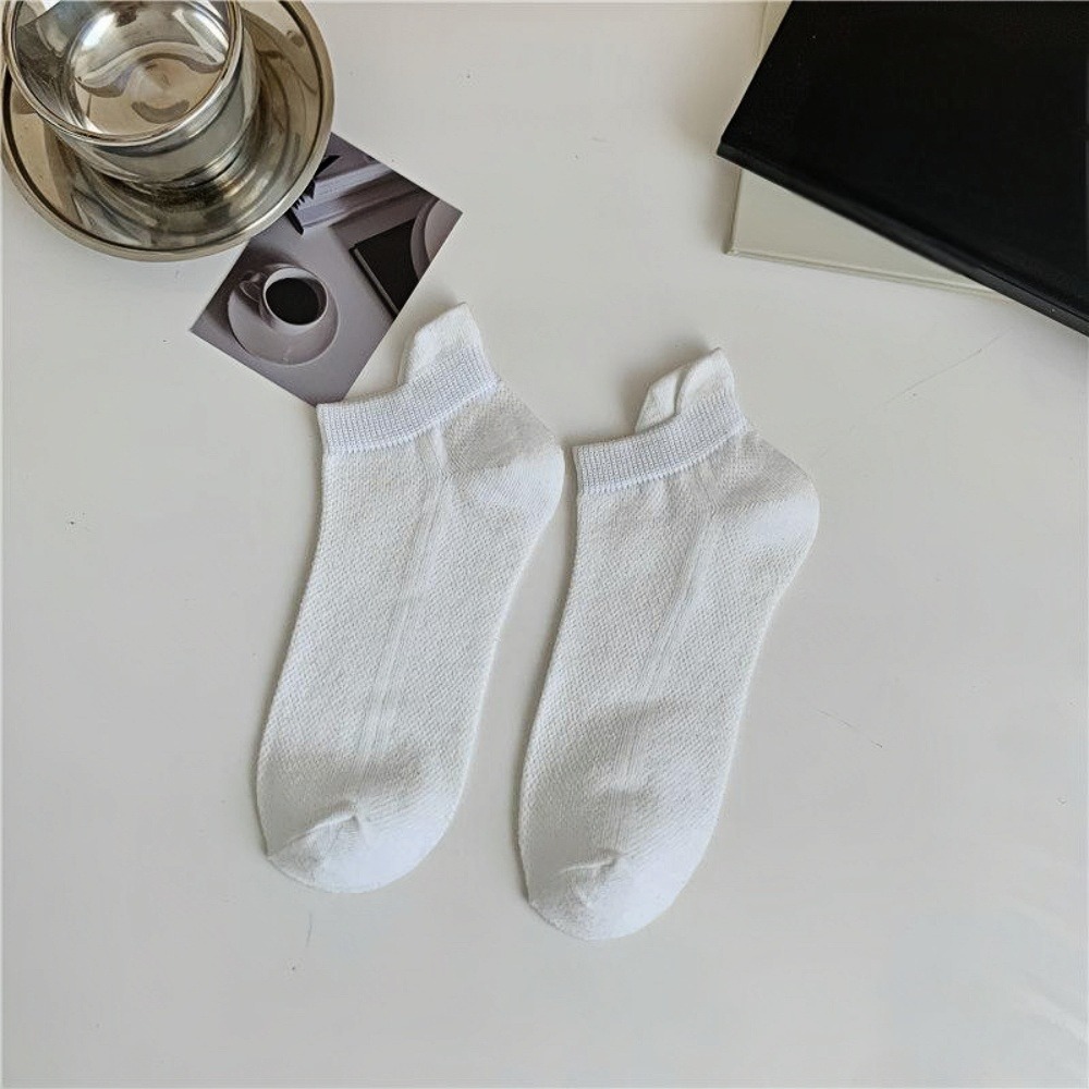 6/12 Pairs Men's summer solid color shallow mouth socks, mesh breathable short socks, do not fall off the heel thin short socks