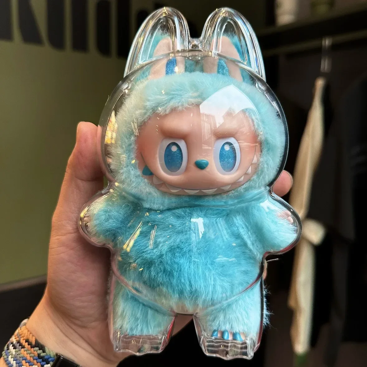 Capa protetora transparente para labubu monstro brinquedo elf boneca capa caixa de armazenamento bonito elf plushie display capa para presentes de festa