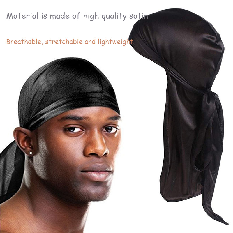 จําลองผ้าไหมหางยาวหมวกโจรสลัดสําหรับผู้ชายและผู้หญิง,ซาติน Elastic Toe Cap สําหรับชาย, ดูดซับเหงื่อ Hip Hop Elastic Rap Hip-ho