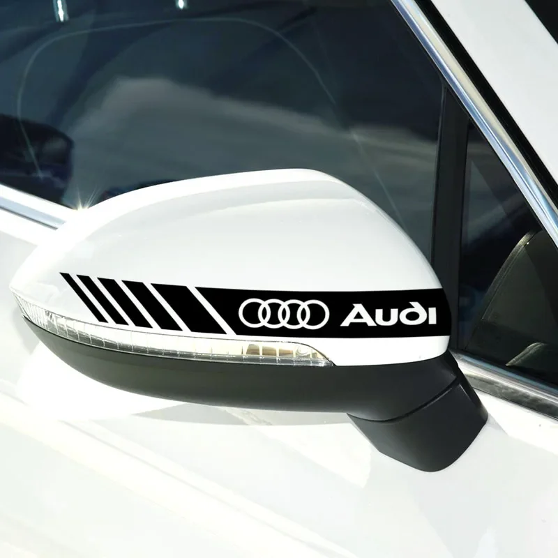 2PCS Car Styling Rearview Mirror Decoration Sticker QUATTRO Emblems for Audi Sline RS A3 A4 B8 8P 8V B6 A5 A6 C7 Q5 B9 B7 C6 A1