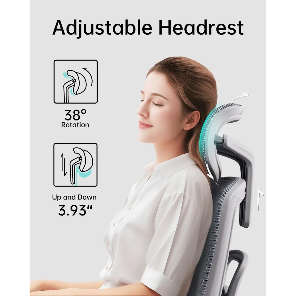 Ergonomic Office Chair with 3D Adjustable Armrests, Adjustable Lumbar Support High Back for Computer Chair, Big and Tall Mesh