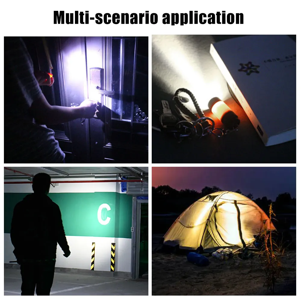 Mini linterna portátil, llavero de bolsillo recargable por USB, linternas impermeables para senderismo al aire libre, Mini lámpara de Camping, linterna