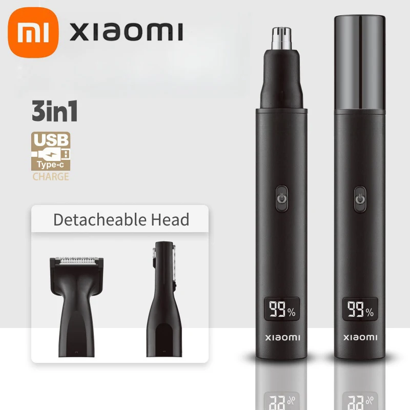 2025 NOVO! Xiaomi 3 em 1 elétrica nariz orelha aparador de pêlos para homens indolor recarregável costeletas sobrancelhas barba máquina de cortar cabelo barbeador
