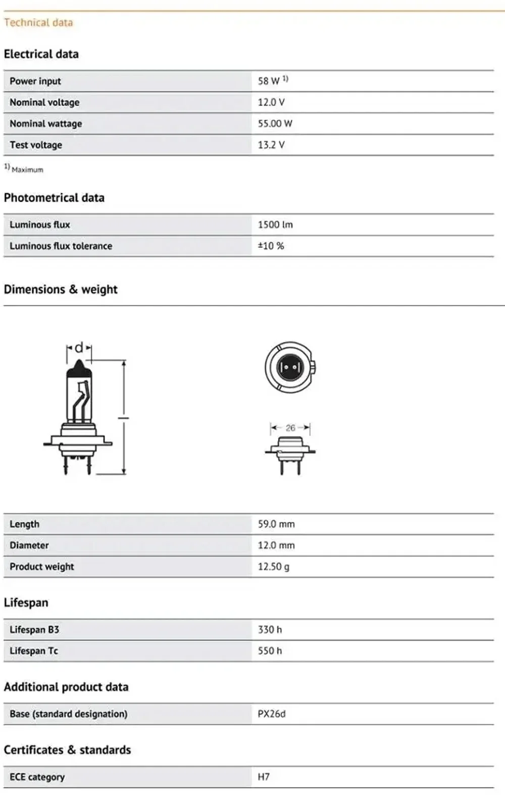 Osram clássico 64210 h7 12v 55w px26d padrão hi/lo feixe lâmpada do carro 3200k luz halógena branca lâmpada do farol do carro
