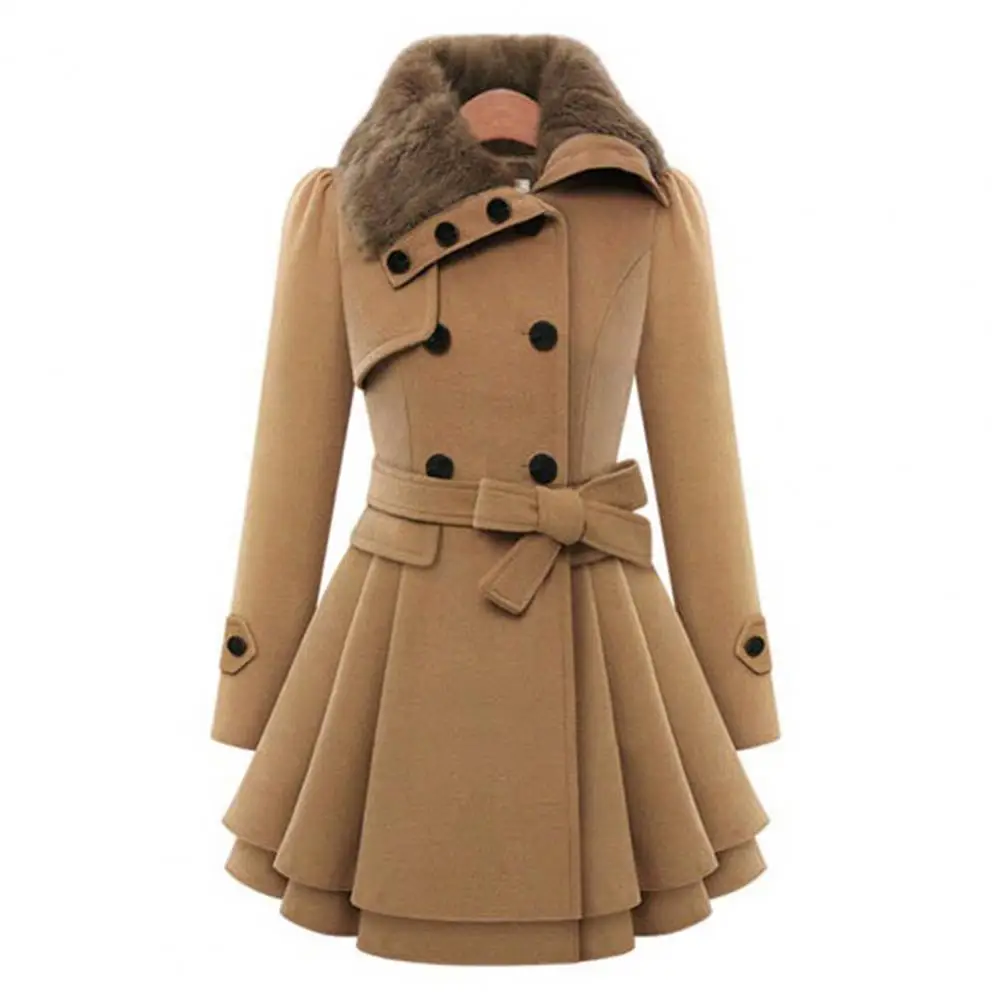 Mulheres trench coat grosso midi comprimento duplo breasted outono inverno coreano a linha bainha solta cintura apertada senhora vestido jaquetas