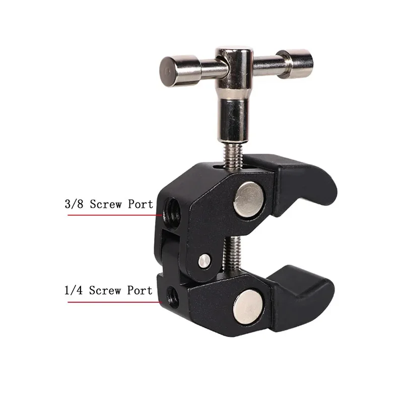 Magic Arm Clip Ballhead Clamp Double Ball Adapter Shoe Mount Adapter Tripod Monopod Clip for Monitor Led Light 1/4" Camera