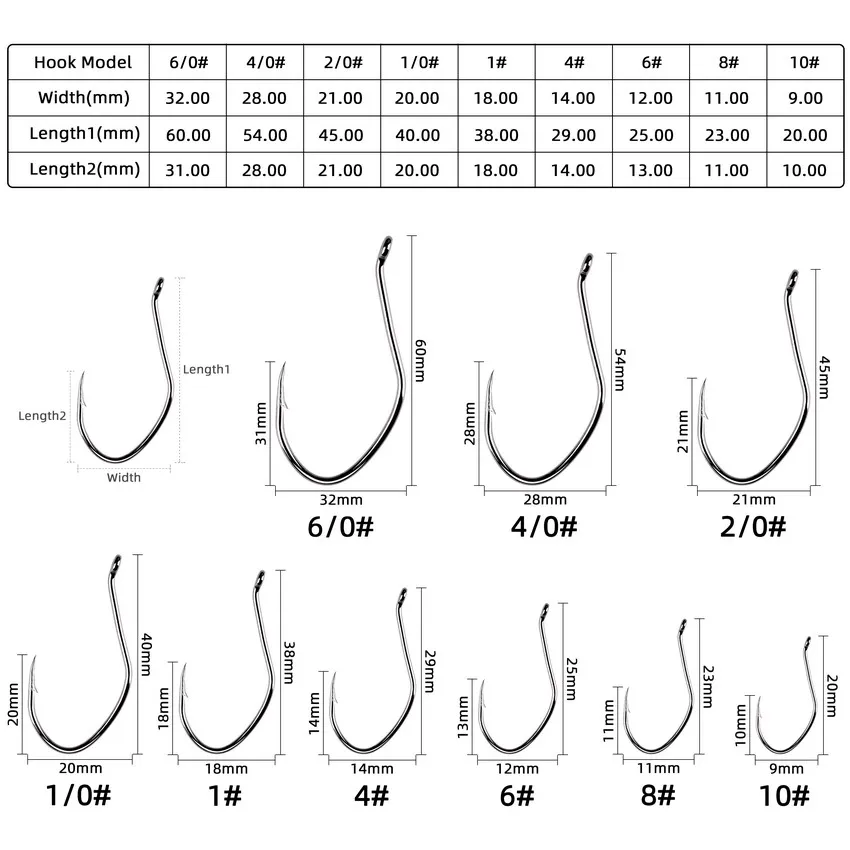 10 Cái/hộp Thép Gai Cá Da Trơn Móc Câu Cá Thép Carbon Cao Cấp Cá Da Trơn Móc 6/0 -10 Fishhook V Sắc Nét Vòng Tròn Móc Câu Cá giải Quyết Hộp