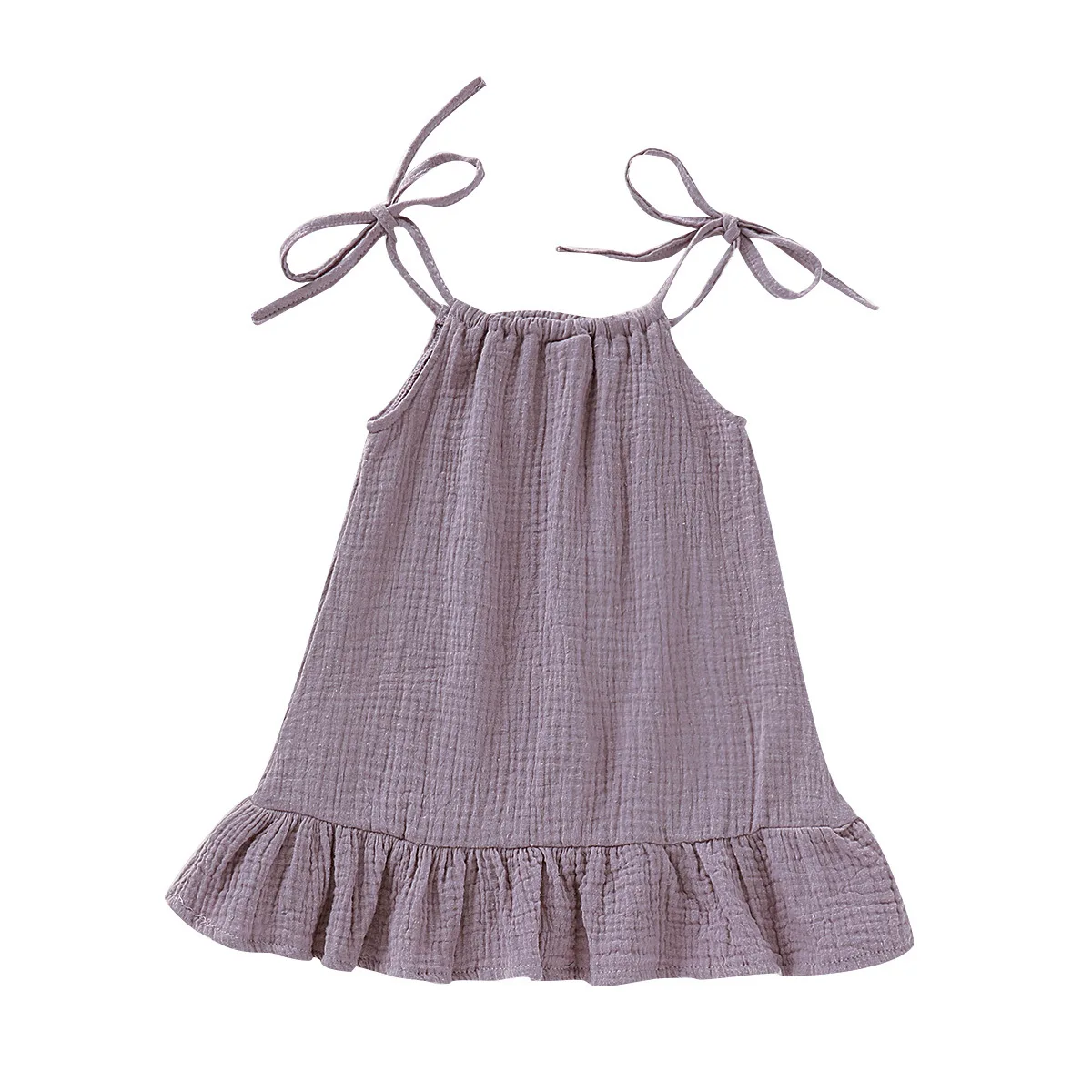Sommer Kleinkind Baby Mädchen Ärmelloses Rüschen Kleid Sarafan Kinder Baumwolle Leinen Musselin Slip Kleider Kleidung