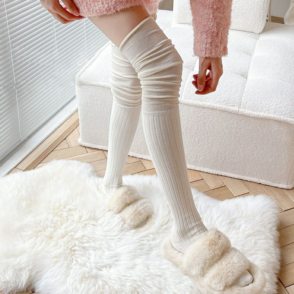 Calcetines hasta la rodilla para mujer, medias suaves de empalme, calcetines térmicos de tubo alto, calcetines casuales de estilo Preppy coreano, moda de otoño e invierno