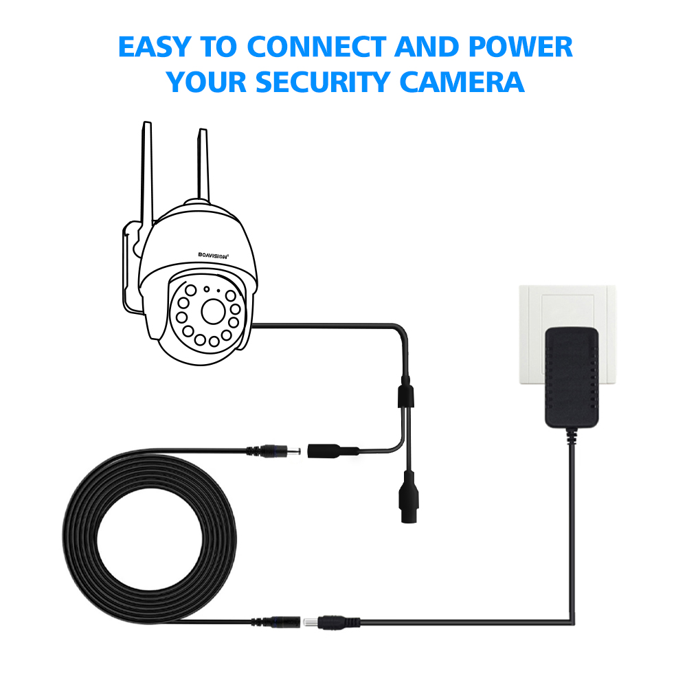 2m 6.56ft/ 5m 16.5ft/10m 33ft dc extensão 5.5x2.1mm cabo de alimentação extensor para câmera de segurança cctv cabo de extensão de 12 volts