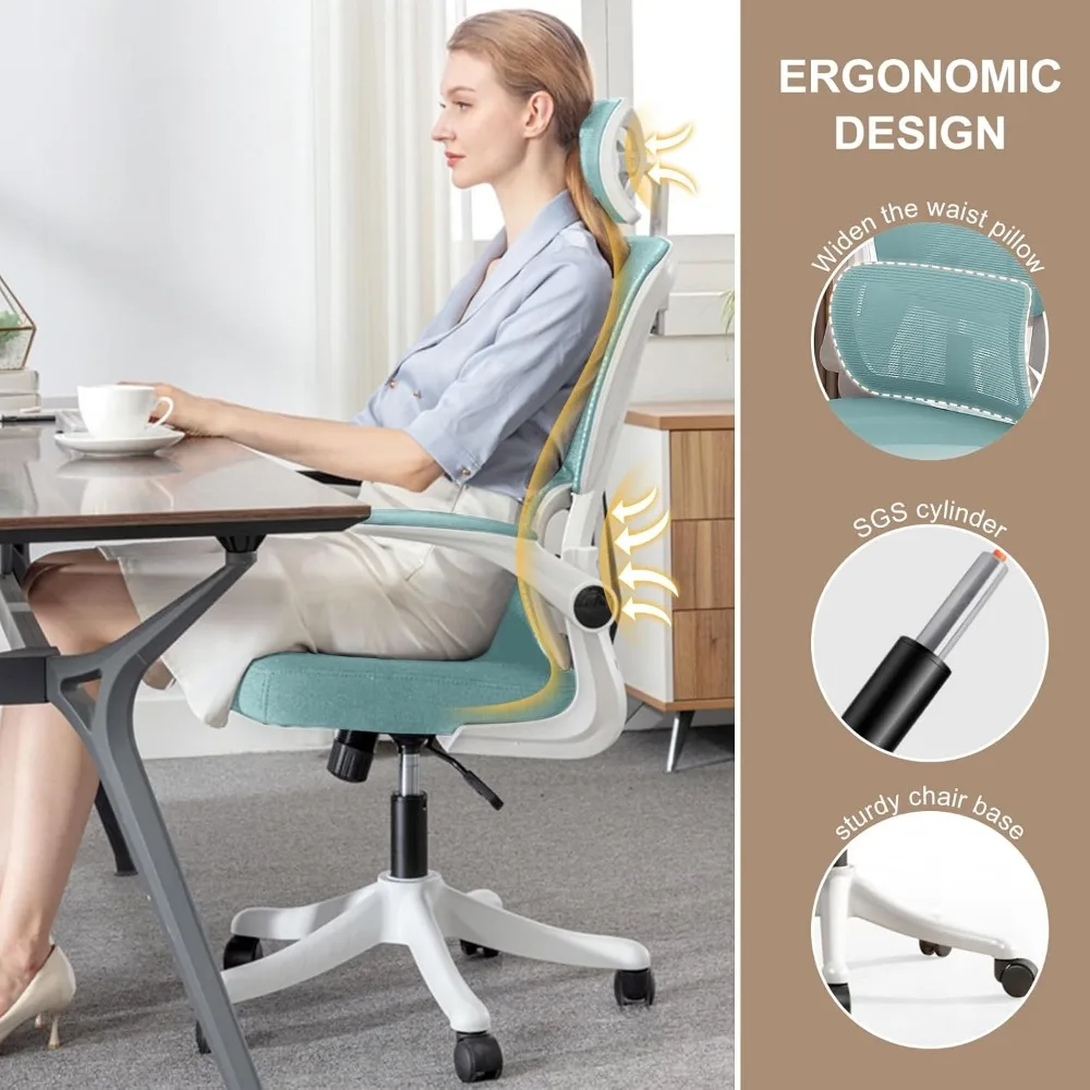 Office Chair Ergonomic Desk Chair with Lumbar Support Adjustable Headrest 3D Armrest and Lumbar Support for Home Office Chair