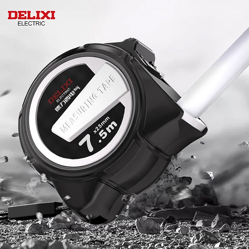 Metro a nastro elettrico DELIXI, 7.5M * 25MM ABS addensato Hard Anti Drop Shell DurableMeterRuler scatola resistente all'usura RulerforHousehold