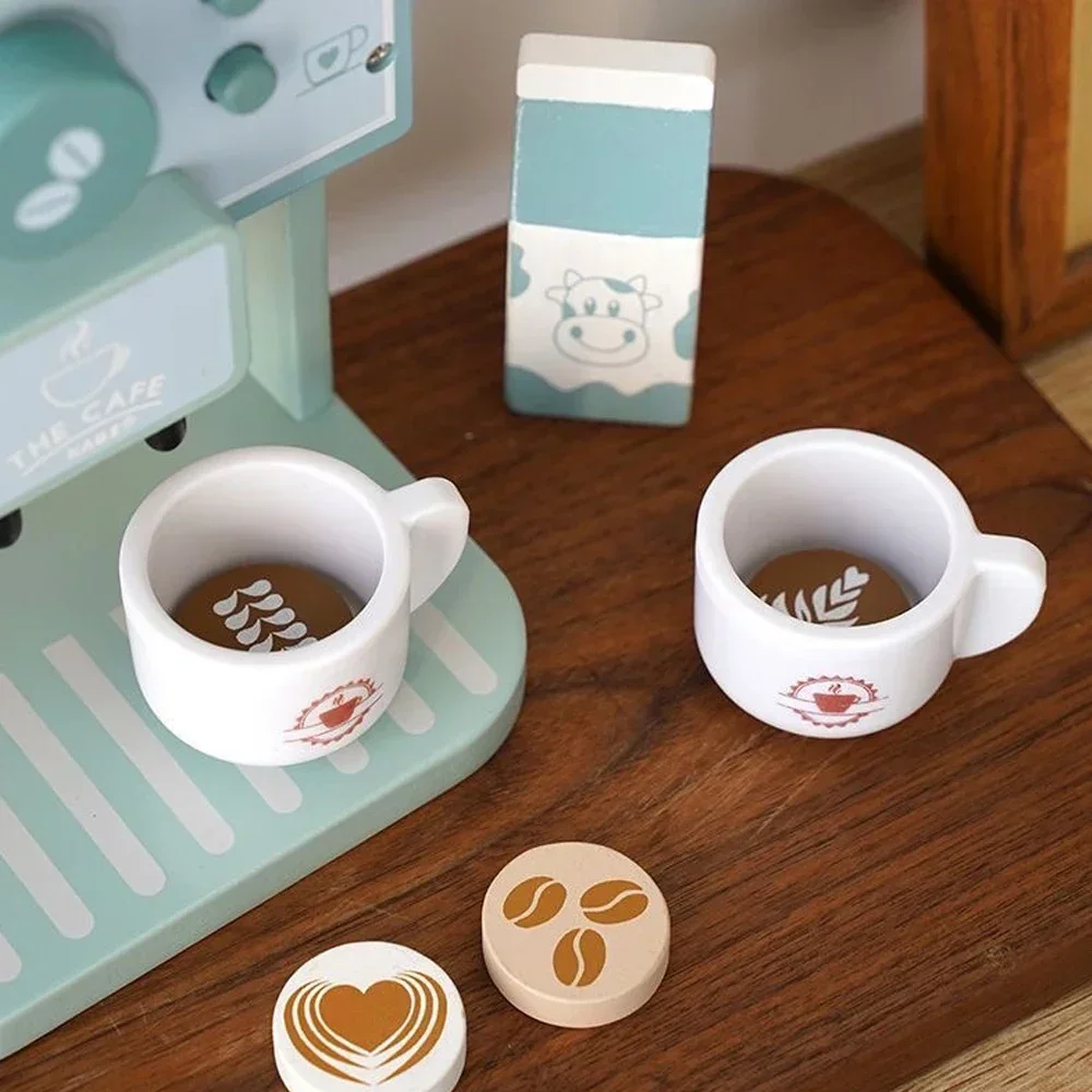 เด็กชุดของเล่นครัวไม้ชุดเครื่องชงกาแฟจําลอง Cookie Maker ชุดแกล้งทําเป็นเล่นของเล่นเพื่อการศึกษาของขวัญเด็กผู้หญิง