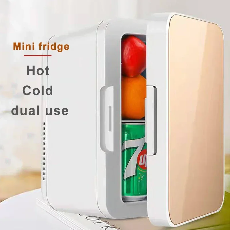 Refrigerador portátil para vehículo de 8L, Mini refrigerador para coche y hogar, doble uso para refrigeración, calefacción, refrigeración, dormitorio, belleza del hogar
