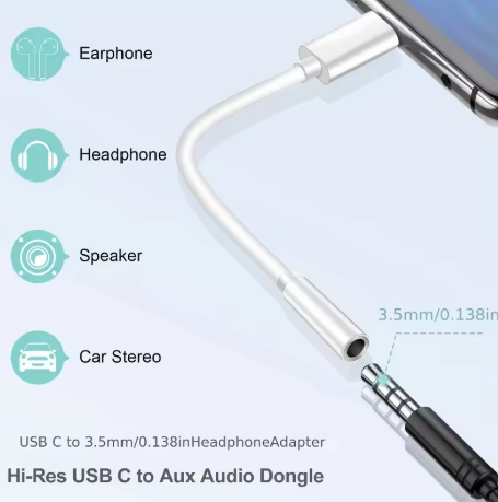 USB-C to 3.5mm Audio Headphone Adapter - HiFi 2 Pack Compatible with Apple iPhone 17 16 15 SamsungType C to Cord Jack Dongle Ada