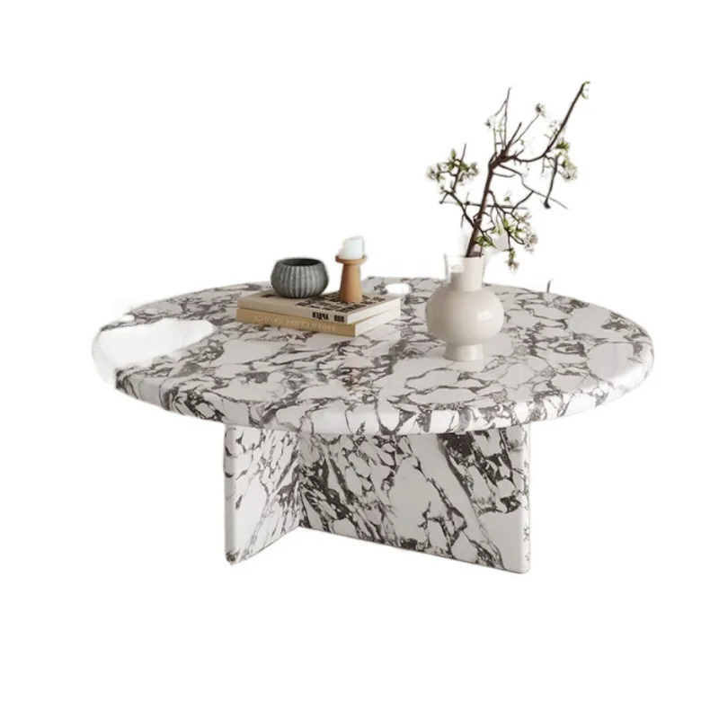 Mesa de centro de mármore natural Carrara – Mesa central moderna para sala de estar com pernas de metal, mesa de console de pedra resistente para sofá