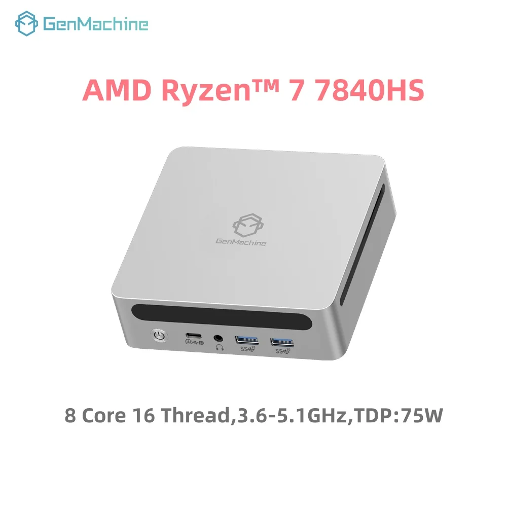 Генмашина И Рюзен ™   7 7840HS 32G LPDDR5 6400 МГц RAM Win 11 МИНИ-ПК 8-ядерный 16 потоков 3,6-5,1 ГГц 75 Вт WIFI6 игровой компьютер «сделай сам»