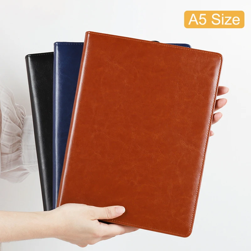 A5 / B5 Leather Padfolio Portfolio File Folder Clipboard Document Holder Business Contract Paper Clamp Writing Pad for Office
