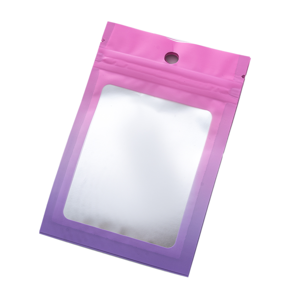 100 sacos gradientes dos pces resealable com zíper embalagem plástica display bolsa de armazenamento de jóias embalagens pequenas empresas suprimentos