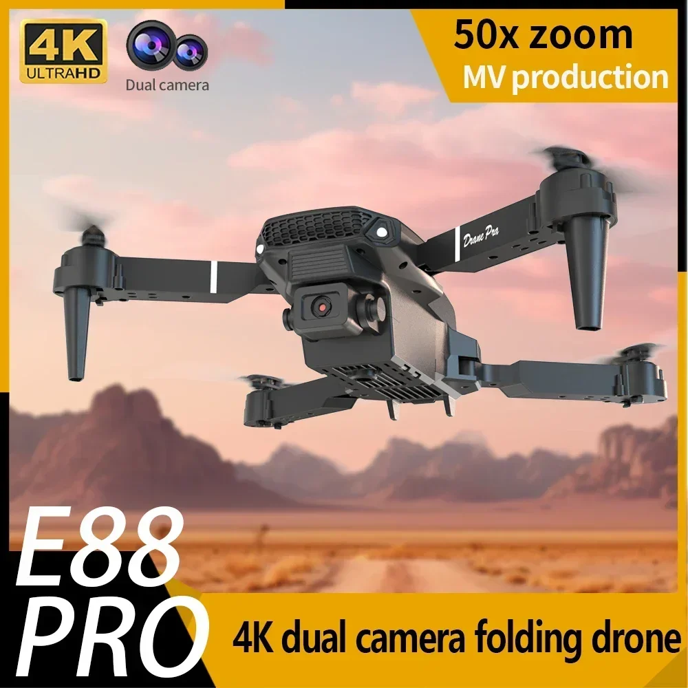 Mini drone dobrável E88 com câmera 4K HD WiFi FPV Função RC Quadcopter Aeronave Brinquedo Presente ideal para crianças e adultos