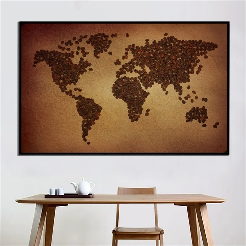 90X60Cm Retro Bản Đồ Thế Giới Áp Phích Và Hình In Canvas Tranh Nghệ Thuật Treo Tường Hình Dán Tường Bảng Xếp Hạng Trang Trí Nhà Văn Phòng giảng Dạy Vật Dụng