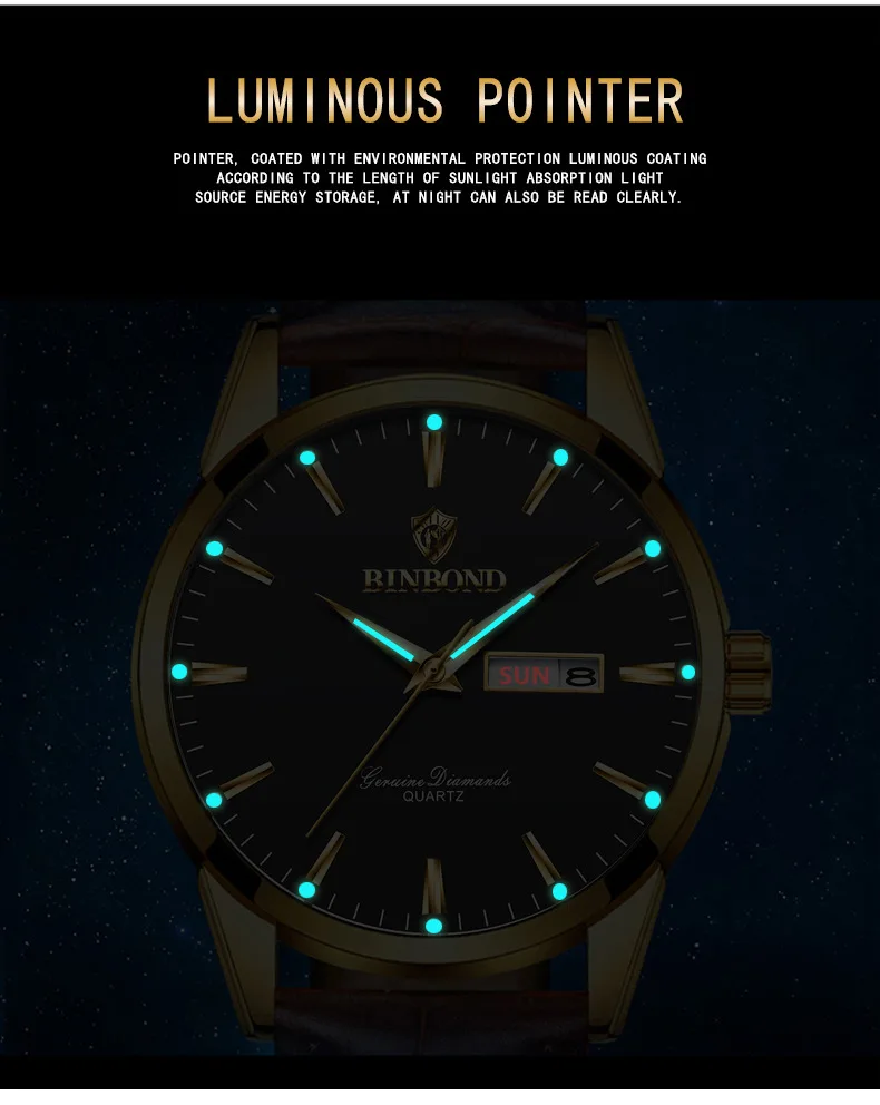 Reloj de pulsera de cuarzo para hombre y mujer, cronógrafo resistente al agua con calendario, correa de cuero, marca superior de lujo