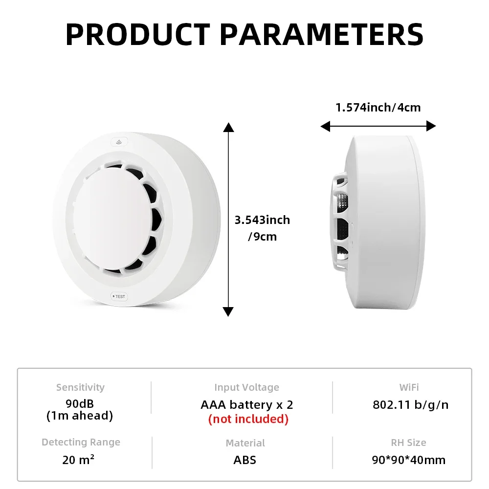 Tuya Wifi or Zigbee Smoke Detector Sensor Wireless Fire Protection Smoke Alarm High Sensitivity Safety Prevention Sensor 80DB