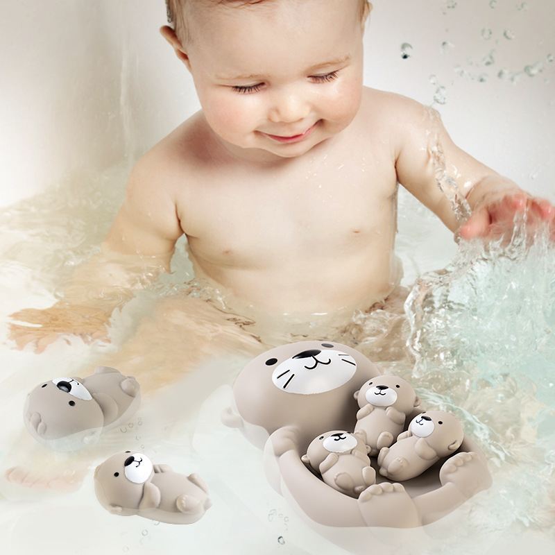 ของเล่นเด็กน่ารักลอยสัตว์ Otter เด็กห้องน้ําอ่างอาบน้ําของเล่นซิลิโคนเด็กสระว่ายน้ําน้ําเล่นของเล่น