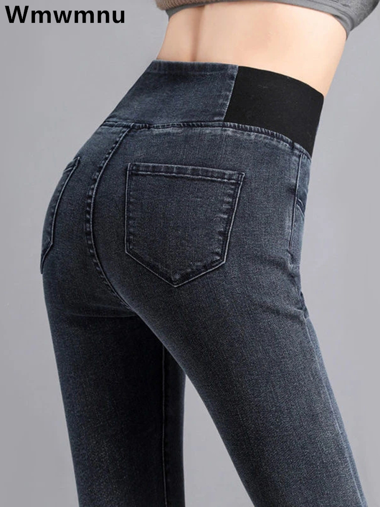 ハイウエストペンシルジーンズ女性クラシックスキニーカジュアルビッグサイズ 38 デニムパンツストリート Pantalones ストレッチ洗浄 Vaqueros ズボン