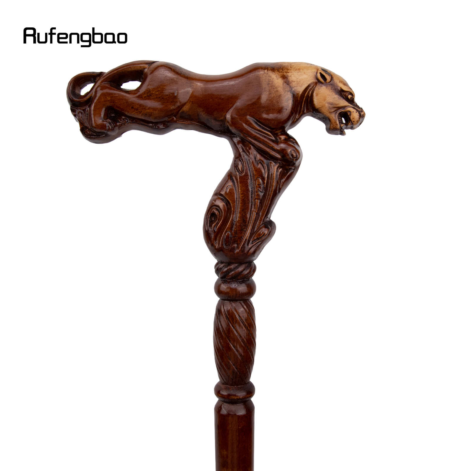 Bastón de madera marrón con estampado de leopardo para caminar, varita decorativa para fiesta, cosplay de vampiro, Halloween, 93cm