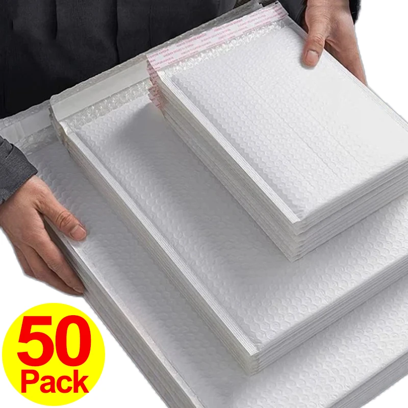 Bolsa de sobres de burbujas blancas de varios tamaños, bolsas de sobres de envío de burbujas de espuma impermeables gruesas, bolsas de embalaje autoselladas de 11/15/23cm