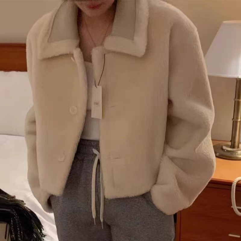 MD-ショートファー一体型ラペルアウター,新しいファッション,秋冬