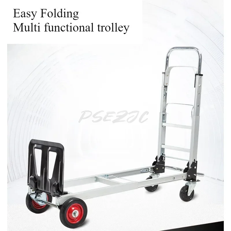 มัลติฟังก์ชั่นแบบพกพาพับ Handcart อลูมิเนียมอัลลอยด์ Flatbed เงียบบ้านกระเป๋าเดินทางจัดส่งด่วนเครื่องมือการขนส่ง