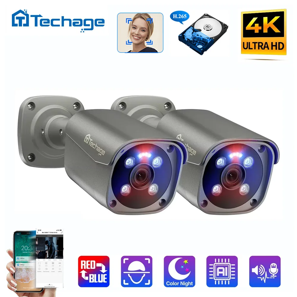 4K 5MP 8MP UHD Сетевая камера Red Blu - ray Сигнал тревоги Обнаружение человеческого тела Камера безопасности POE