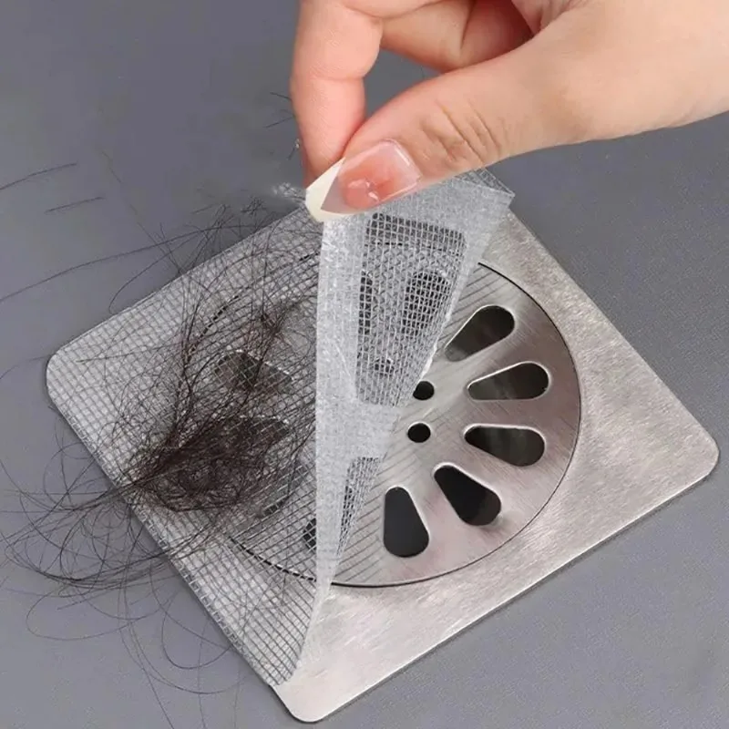 20 piezas recogedores de pelo desechables para ducha, cubiertas de drenaje de ducha de malla, filtro de fregadero, pegatinas de malla, accesorios de baño