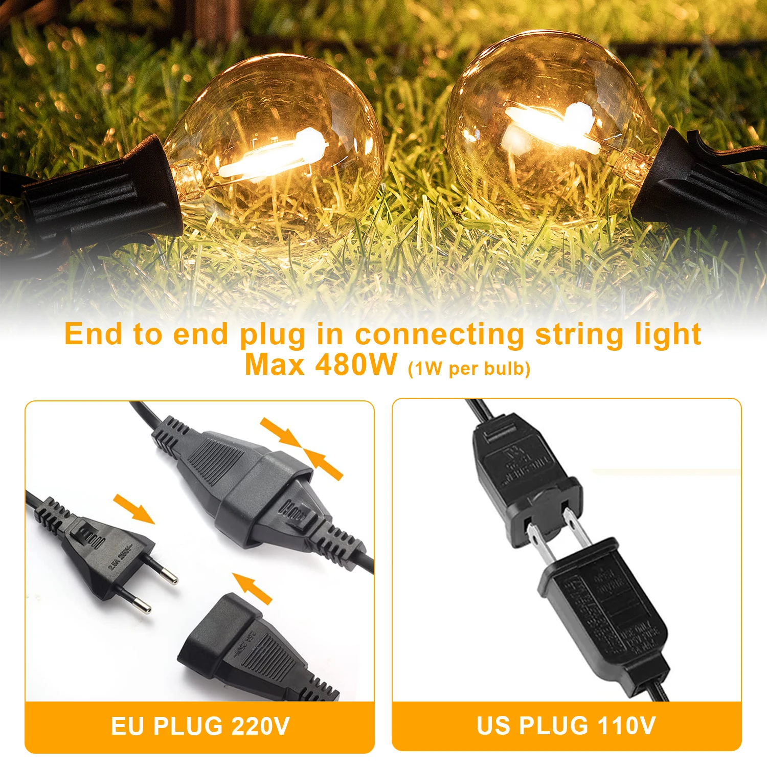 G40 Outdoor Lichtslinger Vintage Amber Glas Led-lamp Dimbaar IP44 Waterdicht Thuis Patio Decor Aansluitbaar Garland Fairy Light