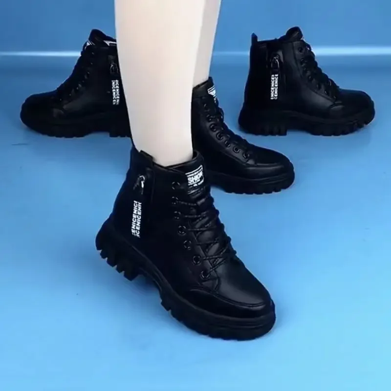 Schuhe Mode Winter Warme Frauen Schwarz Casual Schuhe Plus Samt Alle-Spiel Turnschuhe Dicken Sohlen Baumwolle Fette Zapatillas mujer 2023