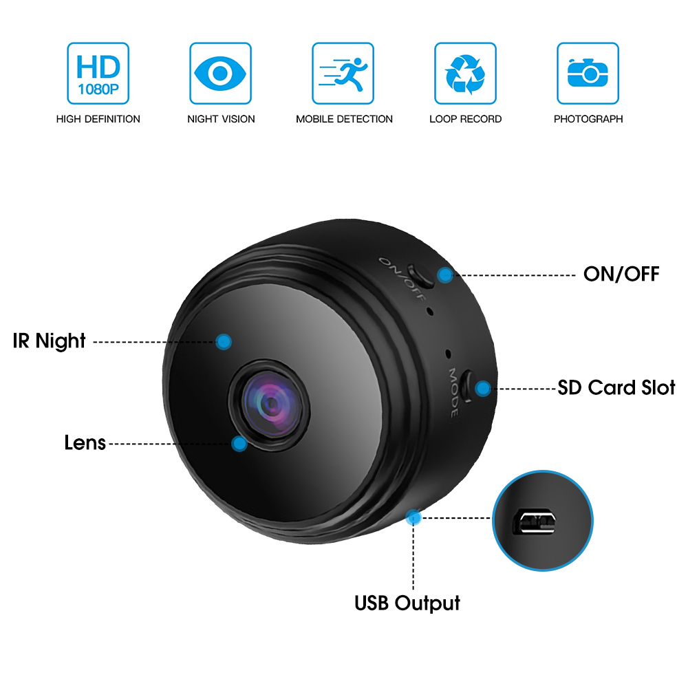 2pcs A9 Mini Camera Wifi Wireless IP Security Video Camcorders Night Vision Mobile Camera Video HD 1080P Surveillance Smart Home