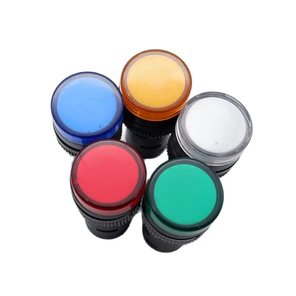 22mm Plastic Indicator Light AD16-22DS Red Yellow Blue White Green 12V 220V Panel Installation Signal Power LED Indicator Light