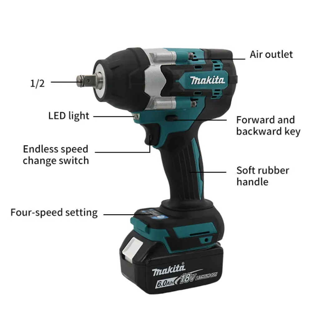 Makita DTW700 bezszczotkowy klucz elektryczny wysoki moment obrotowy 18V wiertarka akumulatorowa wkrętarka akumulatorowe narzędzia elektryczne klucz dynamometryczny