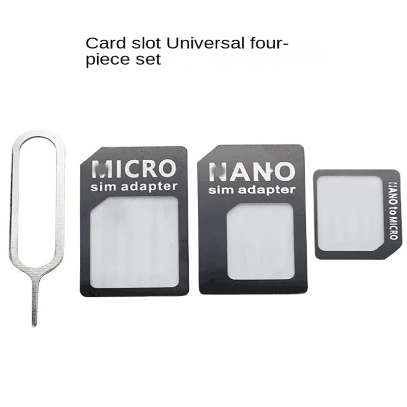 IPhone,Xiaomi,Huawei,Samsung用のSIMカードアダプター,4 in 1,鋼トレイ付きマイクロ標準コンバーターキット,注入ピン
