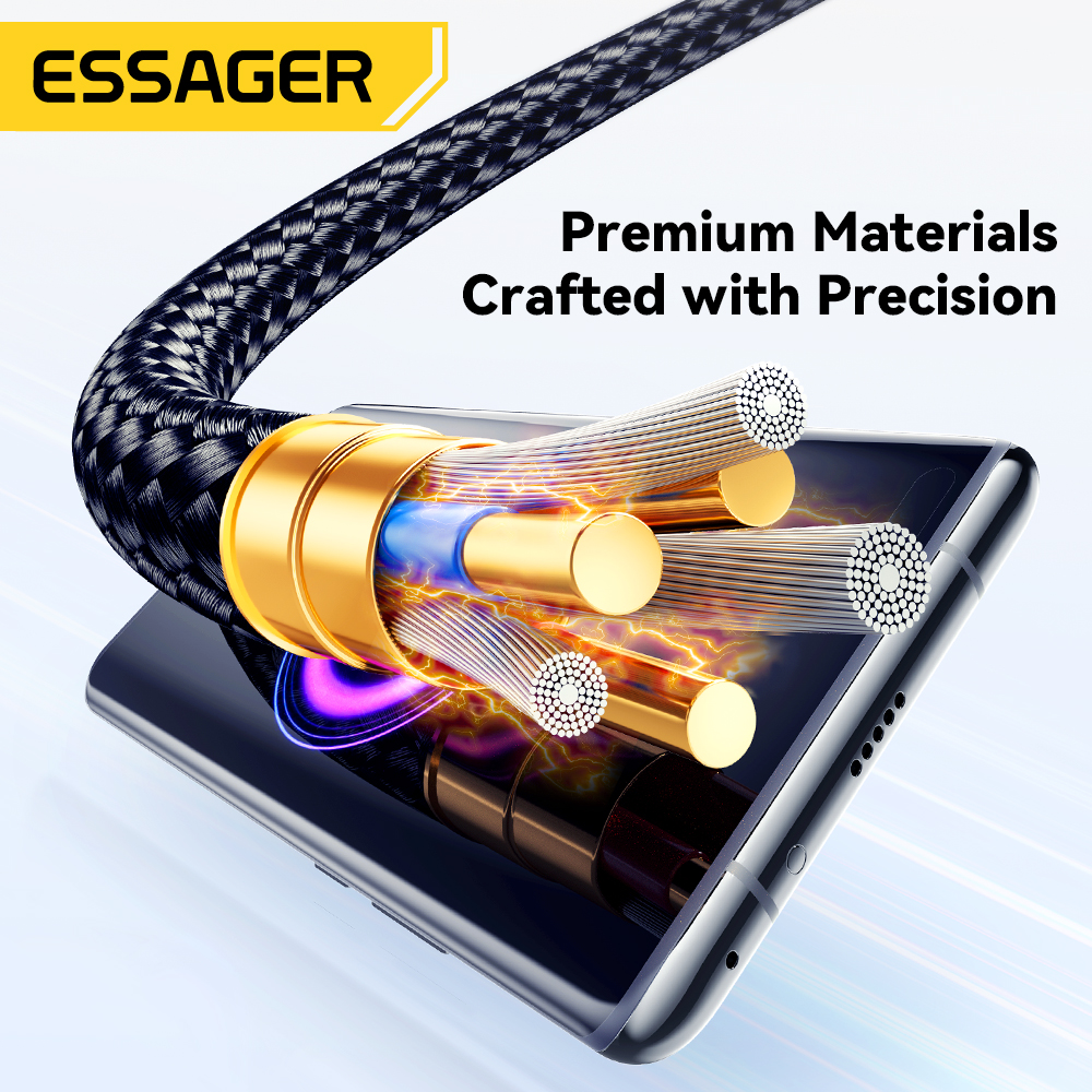 Cable Essager 7A USB tipo C para Realme Huawei P40 Pro 100W Cable de carga rápida USB-C Cable de datos para Samsung Xiaomi Poco F3